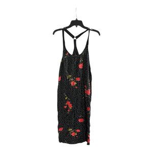 Volcom End of the Rose Roses Flower Black Polkadot Dress Midi Size Large